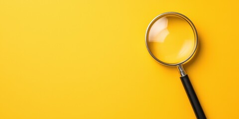 Magnifying glass on a vibrant yellow background, ideal for focus and clarity themes.