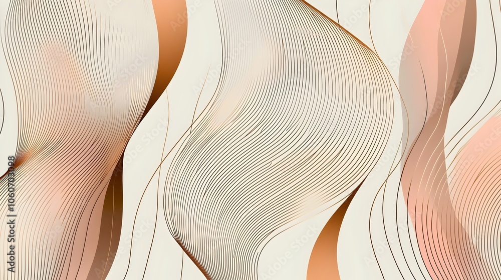 Aufkleber elegant abstract design featuring flowing lines in soft hues of beige and rose gold, creating a sens