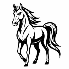 Bold Line Art Horse on White Background