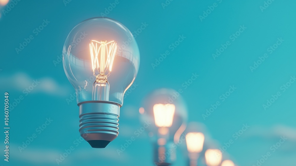 Aufkleber a row of light bulbs turning on in sequence, creating a wave of illumination, representing the power