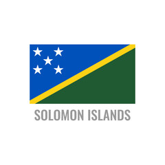 Solomon Islands flag icon. The country sign. Rectangle shape. Isolated on a white background. Vector image.