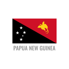 Papua New Guinea flag icon. The country sign. Rectangle shape. Isolated on a white background. Vector image.