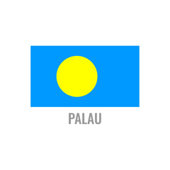 Palau flag icon. The country sign. Rectangle shape. Isolated on a white background. Vector image.