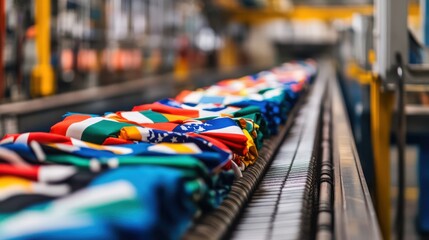 Manufacturers produce colorful flags for global events