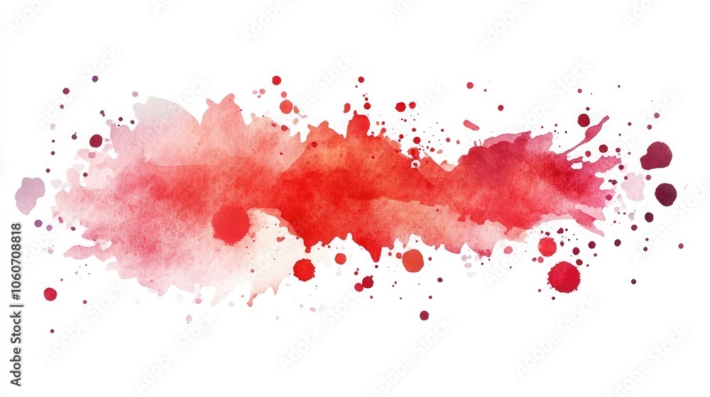 Poster a vibrant red watercolor splash with splatters, creating a dynamic and energetic effect.
