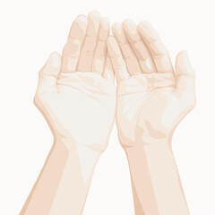 Open Hands Reaching Up. Two open hands cupped together.