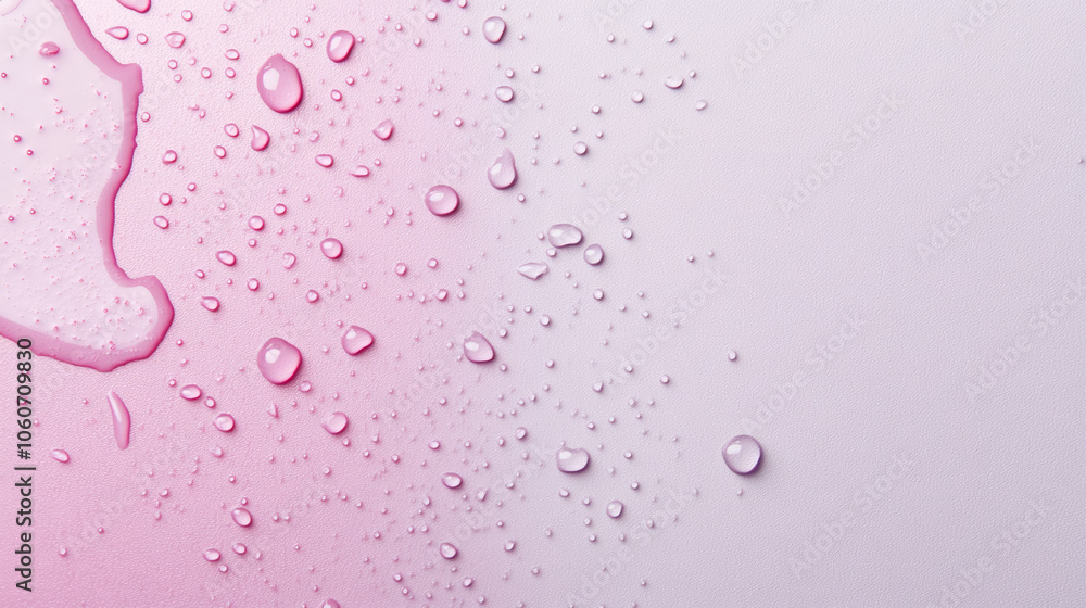 Wall mural vibrant pink and violet water droplets on smooth surface create stunning visual effect. close up cap
