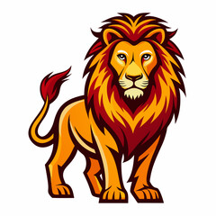 Bold Line Art Lion on White Background