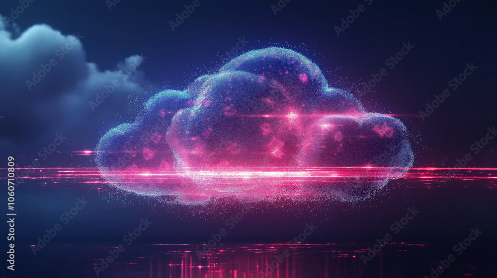 Poster cloud computing transfer big data on internet. futuristic digital technology.