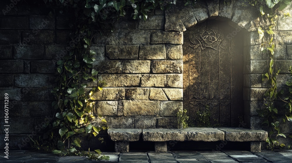 Poster weathered stone backdrop with a mix of light and dark tones, adding depth and character to any scene