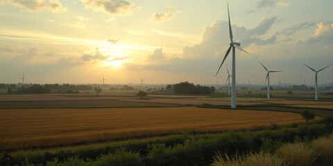 Obraz premium A serene landscape with tall grass bending in the wind, under a cloudy sky, rural, atmosphere
