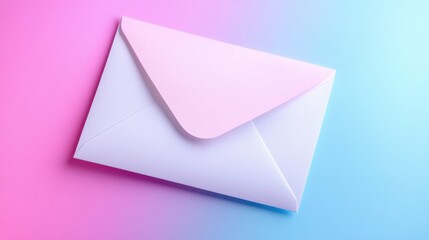 Envelope on a pastel pink and blue gradient background, AI