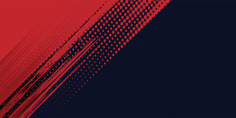 Red halftone dots blue color pattern gradient grunge texture background. Dot pop art comic sport style