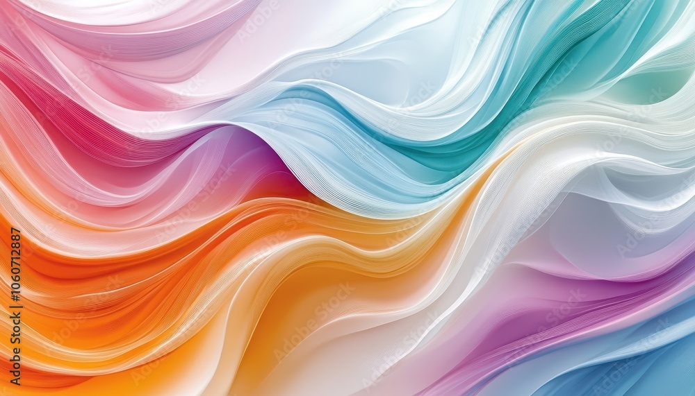 Poster colorful abstract lines flowing gently, creating a vibrant header background design