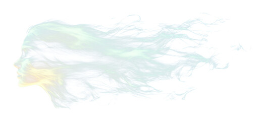 Abstract of woman's face with flowing hair isolate on transparent background, png, cutout