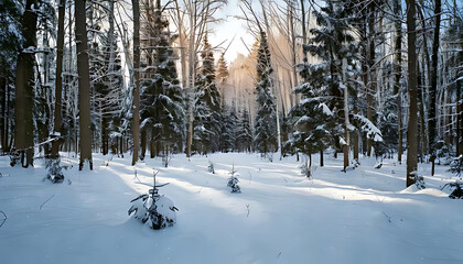 Fototapeta premium snowy woods provide free outdoor space winter months