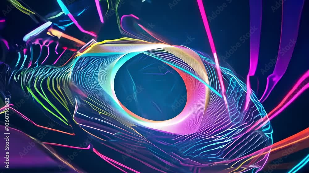 Aufkleber neon swirl with vibrant colors and flowing lines, creating a futuristic and mesmerizing visual effec