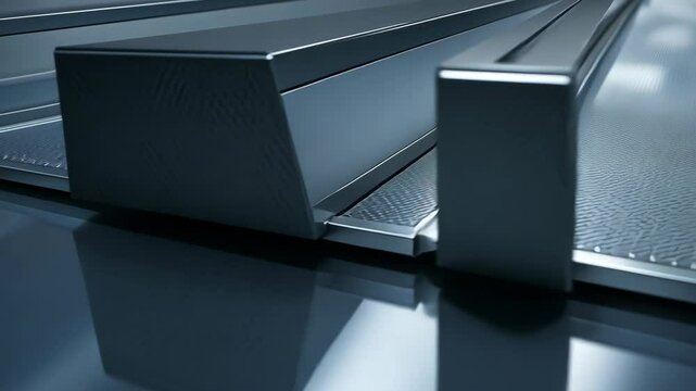 A close-up shot of a metal roof panel, showcasing the interlocking design