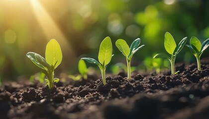 Fototapeta premium Growing plants represent the journey of business success and financial growth