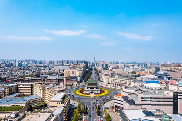 Obraz premium High angle aerial photography of the city skyline from the Bell Tower in Xi'an, Shaanxi Province, China