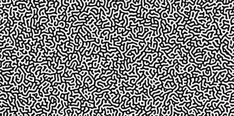Turing reaction diffusion monochrome seamless pattern with chaotic motion .Linear design with biological shapes. Organic lines in memphis. abstract turing organic wallpaper background .	
