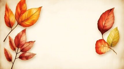Obraz premium A decorative illustration featuring autumn leaves on a textured background.