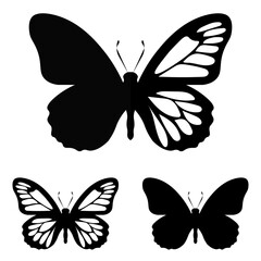 Butterfly Silhouette Set Printable Black & White Outlines for Crafts