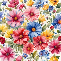 floral background of delicate multicolored blooming flowers