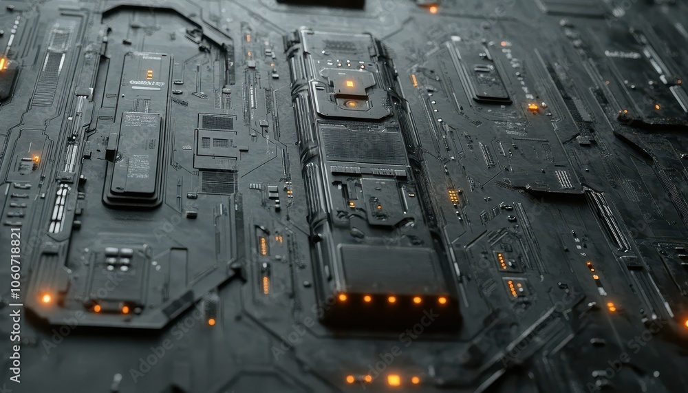 Poster highly detailed ai supercomputer circuitry with intricate texture and lighting