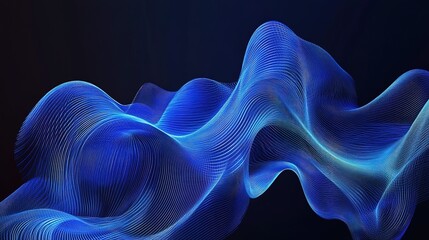 Obraz premium Abstract blue wave flowing on black background