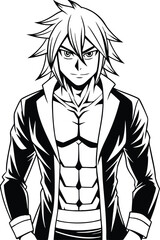 Vector Line Art Anime Character for Coloring Book