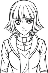 Vector Line Art Anime Character for Coloring Book