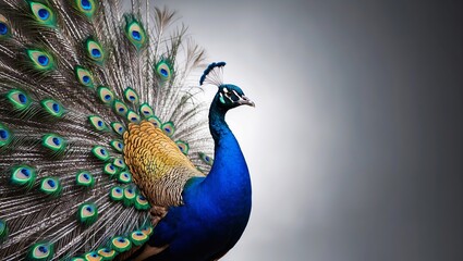 Vibrant peacock with detailed feathers and rich color gradient. Created with generative AI technology