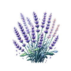 Naklejka premium 라벤더, 픽셀아트 (English lavender, pixel art)