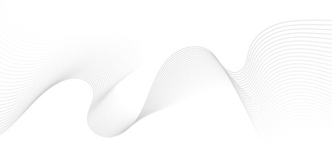 Gray wave curve lines abstract background with flowing particles. Digital energy waves technology concept. Modern backdrop design for business, presentation, banner.