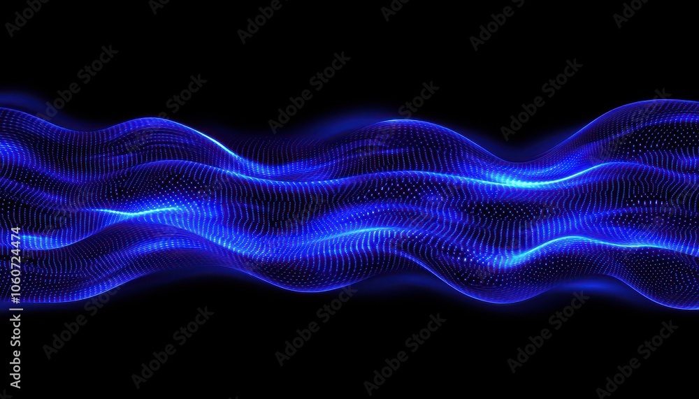 Poster futuristic abstract cyberspace background with flowing blue waves and patterns