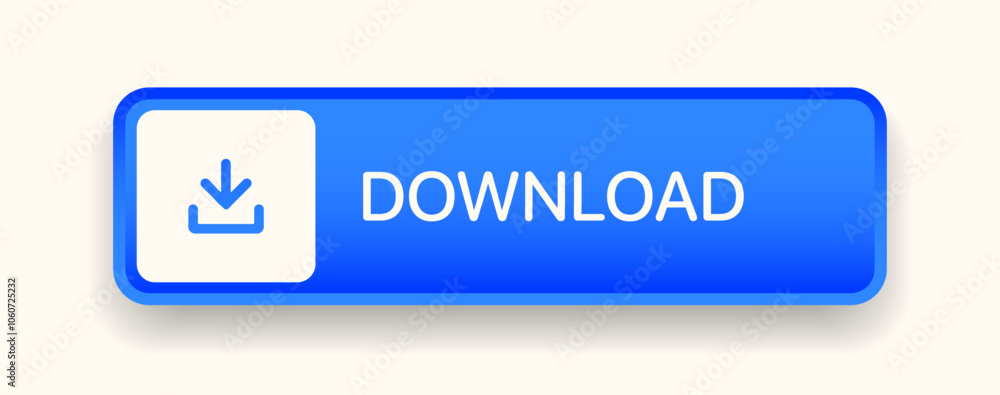 Poster 3D download button icon. Upload icon. Down arrow bottom side symbol. Click here button. Save cloud icon push button for UI UX, website, mobile application.