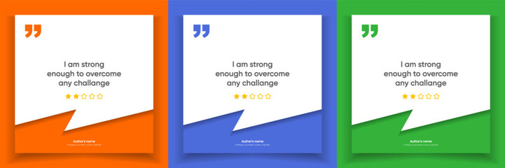 3D bubble testimonial banner, quote, infographic. Social media post template designs for quotes. Empty speech bubbles, quote bubbles and text box. Vector Illustration EPS10.