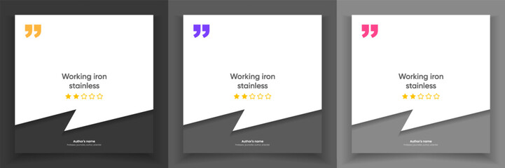 3D bubble testimonial banner, quote, infographic. Social media post template designs for quotes. Empty speech bubbles, quote bubbles and text box. Vector Illustration EPS10.