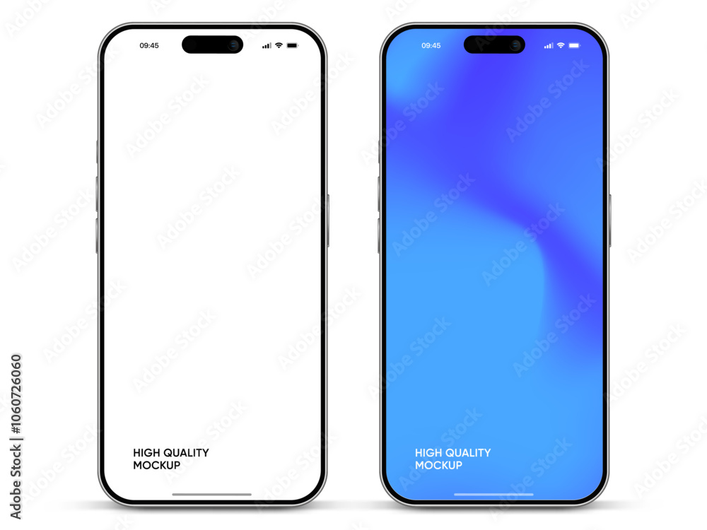 Poster Realistic smartphone mockup. Mobile phone vector with isolated on white background. Device front view. 3D mobile phone with shadow. Realistic, high quality smart phone mockup for ui ux presentation.