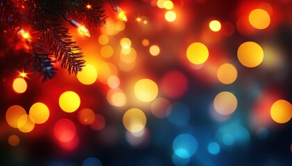 Festive red bokeh background with sparkling lights for Christmas celebrations