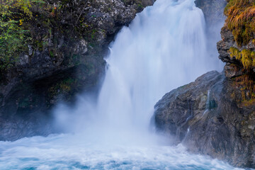 Waterfall in the nature, mountains, fall, Mountain river gorge