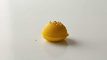 Delicious yellow laddoos on a white background.