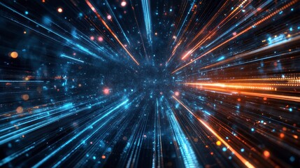 Vibrant Fibre Optics Transmitting Data in a Digital Landscape. Generative AI