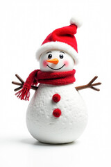 3D funny snowman on a white background