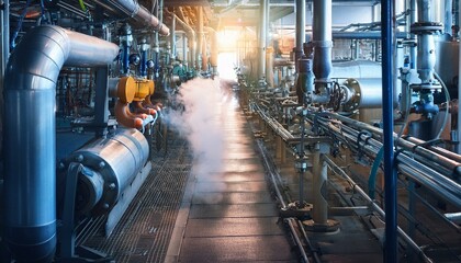 복잡한 공장의 배관 시스템