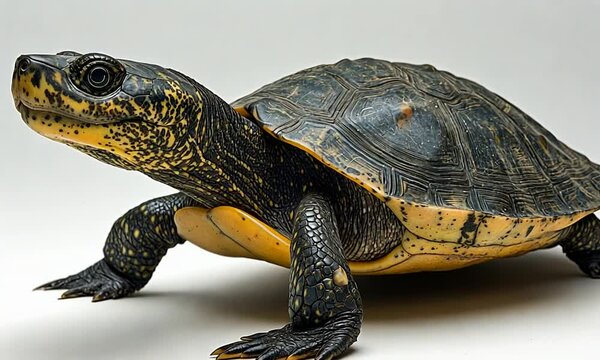 A close-up of a turtle showcasing its distinctive shell and colors.