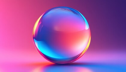 Vibrant iridescent glass orb emitting glowing neon light against a gradient backdrop