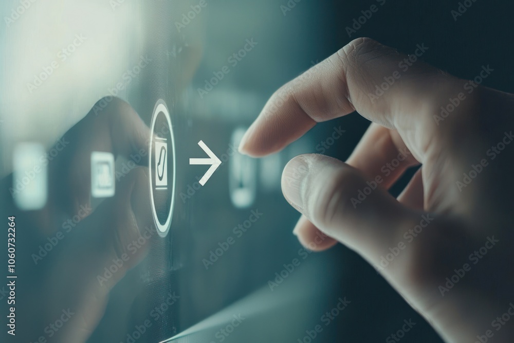 Poster Finger Interacting with Digital Interface Showing a Lock Icon and Right Arrow