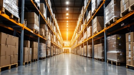 Fototapeta premium Cold Storage Warehouse with Advanced Refrigeration Systems - Temperature-Controlled Food Storage Areas for Optimal Preservation and Freshness